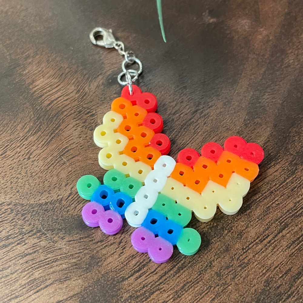 Perler Bead Sutble Pride Butterfly Keychain